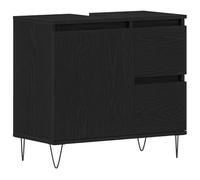mtlskopl Mobile sottolavabo in rovere nero, 65 x 33 x 60 cm, con cassetto, MDF con gambe in acciaio, per WC e camper
