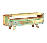 mtlskopl Mobile TV 117 x 30 x 41 cm legno vecchio massello vintage con 3 cassetti e mensola, credenza fatta a mano per soggiorno camera da letto corridoio