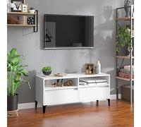 mtlskopl Mobile TV bianco, 100 x 34,5 x 44,5 cm, in legno e metallo, design moderno, con ampio spazio per soggiorno, camera da letto, corridoio