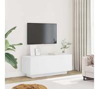 mtlskopl Mobile TV bianco 100 x 35 x 40 cm in legno moderno basso con scomparti dietro le ante credenza salvaspazio per soggiorno e camera da letto