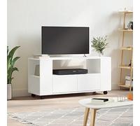 mtlskopl Mobile TV bianco 102 x 34,5 x 43 cm in legno con ruote, moderno pannello basso per il soggiorno, spazio di archiviazione e spazio decorativo in un unico