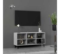 mtlskopl Mobile TV grigio cemento 103,5 x 30 x 50 cm in legno e metallo, moderno pannello basso con 6 scomparti e quattro gambe in metallo, robusto tavolo per soggiorno, camera da letto e ufficio