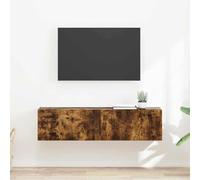 mtlskopl Mobile TV moderno 60x31x29,5 cm in legno rovere affumicato con 2 ante e ripiani, montaggio a parete, minimalista per soggiorno e camera da letto