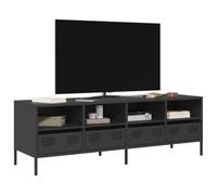 mtlskopl Mobile TV nero 135 x 39 x 43,5 cm in acciaio laminato a freddo, basso con 4 scomparti e 4 cassetti, design industriale moderno, facile da montare per soggiorno e camera da letto