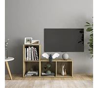 mtlskopl Mobile TV Sonoma Rovere Set da 2 pezzi, 72 x 35 x 36,5 cm, in legno con 2 scomparti, salvaspazio, combinabile per soggiorno, camera da letto, ufficio