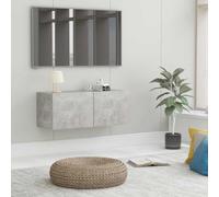 mtlskopl Mobile TV sospeso grigio cemento, 80 x 30 x 30 cm, in legno con 2 fronti pieghevoli, moderno tavolo da parete per soggiorno, camera da letto, ufficio