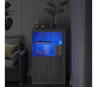 mtlskopl Mobiletto con illuminazione LED RGB, grigio, materiale in legno Sonoma, 60,5 x 37 x 100 cm, design moderno per Living Room, ufficio, corridoio, camera da letto