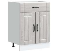 mtlskopl Mobiletto da cucina Lucca 60 x 46 x 81,5 cm, grigio Sonoma, mobile da cucina con spazio di archiviazione piedini regolabili in altezza, robusto e moderno, per cucina, sala da pranzo e