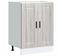 mtlskopl Mobiletto da cucina Porto 60 x 46 x 81,5 cm, colore grigio, materiale in legno Sonoma con piedini regolabili e molto spazio, robusto e moderno, per cucina, sala da pranzo, corridoio