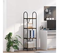 mtlskopl Modern Bookshelf 40 x 30 x 146 cm Smoked Oak Slim Tall Bookcase Steel Frame Open Display for Living Room Bedroom Office Corridor