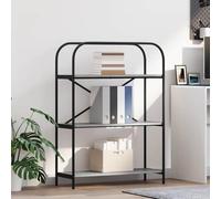 mtlskopl Modern Gray Sonoma 80 x 30 x 109 cm Libreria in legno con 3 shelves, Stable Black Metal Legs, Stand Style Ladder Style Stand for Living Room, Office or Bedroom Storage