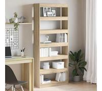mtlskopl Modern Sonoma Oak Bookshelf 80 x 30 x 198 cm Engineered Wood Open Tier Storage Tower Minimalist Display Shelving Unit for Living Room Bedroom Office