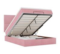 mtlskopl Ottoman, telaio letto rosa, 140 x 200 cm, in velluto con materasso e topper, letto a molle, look da letto matrimoniale, camera dei ragazzi, camera da letto per appartamenti compatti