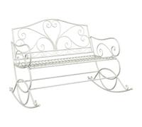 mtlskopl Panca da giardino bianca anticata in acciaio, panca a dondolo a 2 posti con funzione basculante, per giardino e terrazza, robusta panca da parco in stile vintage, 112 x 96 x 89 cm, portata