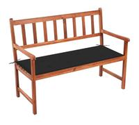 mtlskopl Panchina da giardino con cuscino, 120 cm, in legno di acacia, finitura a olio, per esterni, con braccioli, design robusto per giardino, terrazza, balcone e sala da pranzo