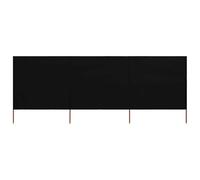 mtlskopl Paravento in 3 pezzi, 400 x 120 cm, pieghevole, in tessuto non tessuto e legno, con 4 pali, robusto paravento da giardino, per campeggio, spiaggia e terrazza, nero