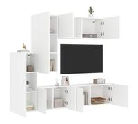 mtlskopl Parete sospesa da 5 pezzi, colore bianco lucido, materiale in legno, larghezza 100 cm, pensili per TV, design moderno, salvaspazio, per soggiorno, camera da letto, corridoio