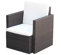mtlskopl Poltrona da giardino in rattan, con seduta e cuscino per lo schienale, poltrona lounge per giardino, terrazza e balcone, in rattan sintetico, marrone, 65 x 65 x 73 cm, max 110 kg