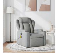 mtlskopl Poltrona massaggiante grigio chiaro tessuto 77 × 94,5 × 100 cm, vibromassaggio a 6 punti, funzione sdraiata 135°, porta bevande, tasca laterale, telaio in legno e metallo, 110 kg, soggiorno