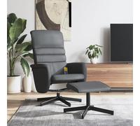 mtlskopl Poltrona massaggiante grigio con poggiapiedi, 71 x 81 x 104,5 cm, 6 punti, funzione sdraiata, girevole a 360°, in ecopelle, robusta, comoda e durevole per Living Room Bedroom & Home Office