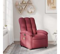 mtlskopl Poltrona massaggiante rosso vinaccia, 70 × 93 × 101 cm, vibrazione a 6 punti, funzione sdraiata, tessuto, tasca laterale, per soggiorno/sonno/balcone