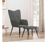 mtlskopl Poltrona relax con sgabello, tessuto grigio scuro, 61 x 70 x 96 cm, moderna poltrona da lettura in poliestere e acciaio, set di mobili salvaspazio per soggiorno, camera da letto e ufficio