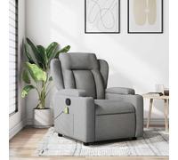 mtlskopl Poltrona relax grigio con massaggio a 6 punti, funzione di riposo manuale 135°, 77 x 94,5 x 100 cm, comoda poltrona lounge in tessuto per soggiorno, camera da letto e ufficio