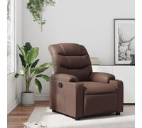 mtlskopl Poltrona relax marrone in ecopelle, 75,5 x 93 x 99,5 cm, con funzione sdraiata e portabevande, comoda poltrona da soggiorno fino a 110 kg per Living Rooms