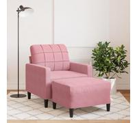 mtlskopl Poltrona rosa con sgabello, 77 x 77 x 80 cm, in velluto, piccola, moderna poltrona da lettura con struttura in metallo, comoda mini a due posti, per soggiorno, camera da letto, camera dei