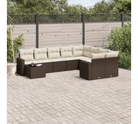 mtlskopl Poly-Rattan - Sala da giardino, 10 pezzi, con spazio sotto la seduta, 62 x 62 x 69 cm, resistente alle intemperie, in vetro, per terrazza, balcone e giardino d'inverno
