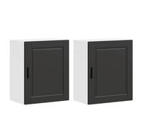 mtlskopl Porto - Set di 2 pensili da cucina, colore nero, 50 x 31 x 60 cm, materiale in legno con ampio spazio, robusto, design moderno, montaggio a parete, salvaspazio, per cucina, dispensa, balcone