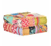 mtlskopl Pouf 60 x 70 x 36 cm, multicolore in 100% cotone con design patchwork, si trasforma in un grande cuscino per divano, comodo per soggiorno, camera da letto o balcone