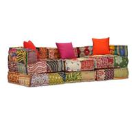 mtlskopl Pouf modulare a 3 posti, tessuto patchwork, 200 x 70 cm, multicolore in 100% cotone, design moderno e robustezza per soggiorno, terrazza, giardino