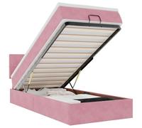 mtlskopl Pouf rosa, letto singolo, 90 x 200 cm, con materasso a molle insacchettate, spazio a LED, telaio in compensato, rivestimento in velluto, camera dei ragazzi, camera degli ospiti