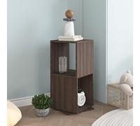 mtlskopl Rotating Grey & Sonoma Oak Bookshelf 34.5x34.5x75.5cm Made of Engineered Wood Shelf Modern Corner Shelf with 2 Tiers for Living Room, Bedroom, Office