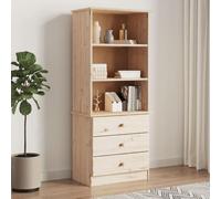 mtlskopl Rustic Pine Solid Wood Bookcase 60 x 35 x 142 cm con 3 drawers, 3 open shelves, Tall Narrow Shelf for Living Room, Bedroom, Office