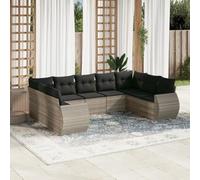 mtlskopl Sala da giardino, 9 pezzi, grigio chiaro, in rattan sintetico, resistente alle intemperie, 62 x 62 x 69 cm, collegamento a morsetto per balcone, terrazza e giardino d'inverno