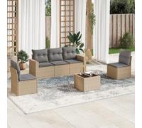 mtlskopl Sala da giardino beige, 55 x 62 x 69 cm, in polyrattan, resistente alle intemperie, con tavolo in vetro e cuscino lavabile, design moderno e spazio per balcone, terrazza o giardino d'inverno