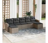 mtlskopl Sala da giardino in polyrattan, resistente alle intemperie, con cuscino, larghezza 55 - 65 cm, modulare, per terrazze, balconi, verande, esterni, 7 pezzi