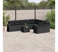 mtlskopl Salone da giardino nero in rattan sintetico, 62 x 62 x 69 cm, divano ad angolo, protezione dalle intemperie e spazio per terrazza, balcone e giardino d'inverno