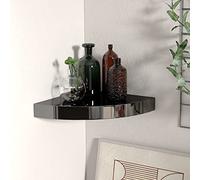 mtlskopl Scaffalatura angolare nera lucida, 25 x 25 x 3,8 cm, in MDF e metallo, con montaggio invisibile per libri, decorazioni e oggetti da collezione, mensola da parete per soggiorno, corridoio