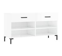mtlskopl Scarpiera bianca lucida, 102 x 35 x 55 cm, con 2 cassetti, 4 scomparti e gambe in ferro, moderna scarpiera per corridoio, soggiorno e camera da letto, portata fino a 110 kg