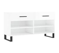 mtlskopl Scarpiera bianca lucida, 102 x 35 x 55 cm, con 2 cassetti, 4 scomparti e gambe in ferro, moderna cassettiera salvaspazio e robusta per corridoio, soggiorno, camera da letto