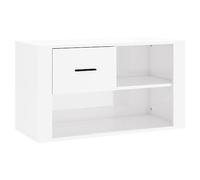 mtlskopl Scarpiera bianca lucida, 80 x 35 x 45 cm, materiale in legno, moderna scarpiera con 2 scomparti e cassetto per corridoio, camera da letto e soggiorno