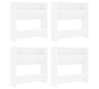 mtlskopl Scarpiera da parete, set da 4 pezzi, bianco, 60 x 18 x 60 cm, in legno moderno, salvaspazio, con 2 ripiani ribaltabili, facile da pulire, per corridoio, soggiorno e camera da letto