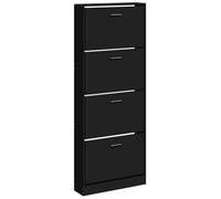 mtlskopl Scarpiera nera, 59 x 17 x 150 cm, in legno dal design moderno e ribaltabile, con 4 alette, grande scarpiera salvaspazio per corridoio, soggiorno, camera da letto