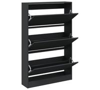 mtlskopl Scarpiera nera sottile, 80 x 21 x 125,5 cm, in legno a 3 scomparti, salvaspazio, per corridoio, ingresso e camera da letto