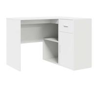 mtlskopl Scrivania angolare bianca 102 x 88 x 75 cm, piccolo tavolo per computer con cassetto e porta salvaspazio, design moderno per casa, ufficio, ufficio, gioco, tavolo da gioco