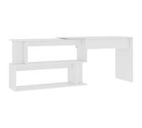 mtlskopl Scrivania angolare bianca, 200 x 50 x 76 cm, in legno, moderno, girevole, con scomparti aperti, salvaspazio, per casa, ufficio, camera da letto, corridoio