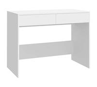 mtlskopl Scrivania bianca 101 x 50 x 76,5 cm, materiale in legno piccolo con 2 cassetti, design moderno, robusta e durevole, per casa, ufficio, soggiorno, camera dei ragazzi